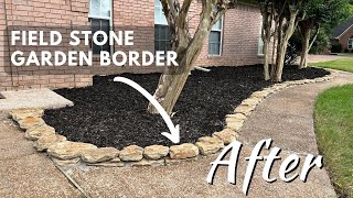 How to Install Fieldstone Garden Edging Free Standing stones [upl. by Kerwon]