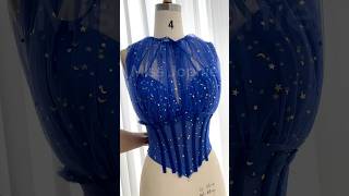 Making a corset long sleeves royal blue mini dress prom wedding hautecouture sewing dressmaking [upl. by Ennahs887]