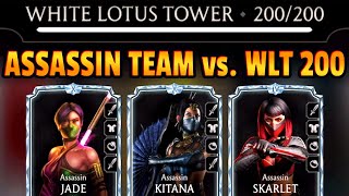 MK Mobile Beating White Lotus Tower Battle 200 with Assassin Team Assassin Kitana is AMAING [upl. by Galitea]