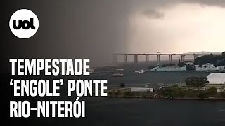 Chuva em Niterói Vídeos mostram tempestade encobrindo Ponte RioNiterói e estragos pela cidade [upl. by Camey614]