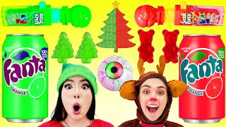 EATING ONLY ONE COLOR FOOD ON CHRISTMAS  RED VS GREEN 24 HOURS CHALLENGE BY CRAFTY HACKS [upl. by Charlotta816]