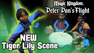 Updated Never Land Tribe Scene on Peter Pans Flight in Magic Kingdom [upl. by Yelnek]