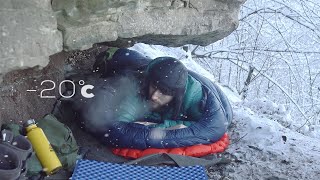 Solo Winter Camping  No Tent  Survival in the Wild 20°C [upl. by Waldos]