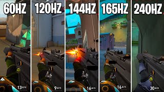 Valorant 60hz vs 120hz vs 144hz vs 165hz vs 240hz [upl. by Atsocal]