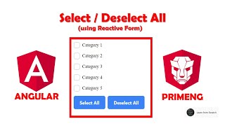 Select All and Deselect All Example using Angular and PrimeNG  Reactive Form with CheckBox [upl. by Lydie]