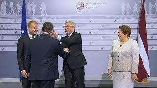 Here comes the dictator Junckers cheeky welcome for Hungarian PM [upl. by Ayitahs524]