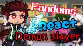 Fandoms react to demon slayer Tanjiro angstgachalife 2reaction vidpart 2 [upl. by Auqinahs]