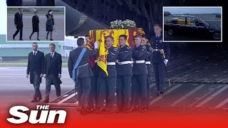 The Queens coffin lands at RAF Northolt ahead of funeral next week [upl. by Krahmer]