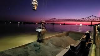 Loading and Unloading of Petroleum Coke on Barges [upl. by Yrag53]