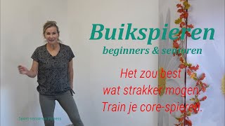 Staand Buikspieroefeningen beginner senioren thuis  ABS strakke platte buik amp sixpack over 50 [upl. by Arratal]