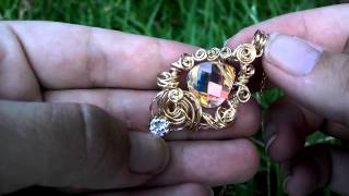 14 KT Gold filled Victorian Elegance Swarovski CZ necklace wire wrapped [upl. by Reggie]