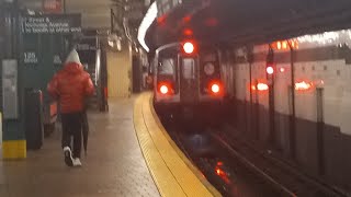 207th street bound R179 A train switching from local to express at 125th street [upl. by Novek]