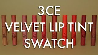 3CE StyleNanda Velvet Lip Tint Swatches  Review  Fall Holiday Colors  StyleNandacom [upl. by Nonarb]