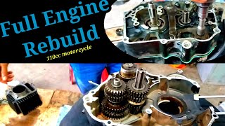 110cc full engine rebuild 04 110cc motorcycle engine repair and solution [upl. by Comstock]