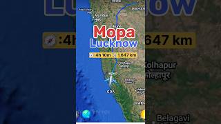 Mopa to Lucknow flight Route travel travelmap commercialaircraftallinnairport nonstopflight [upl. by Nwahsud]