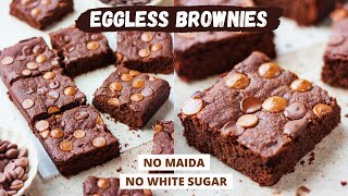 Wheat Brownies  No Eggs No Maida No White Sugar  BEST Atta Brownies Recipe [upl. by Errecart]