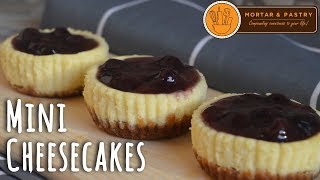 MINI CHEESECAKES  How To Make Mini Blueberry Cheesecakes  Ep 30  Mortar and Pastry [upl. by Rebmetpes717]