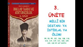 8 SINIF İNKILAP TARİHİ VE ATATÜRKÇÜLÜK SEMİH YAYINLARI 3ÜNİTE MİLLÎ BİR DESTANYA İSTİKLAL YA ÖLÜM [upl. by Caril595]