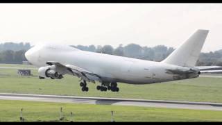 Kalitta Air 747200F All White landing at Dusseldorf International Airport [upl. by Engdahl57]