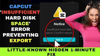 How to fix Insufficient hard disk space Couldnt export Problem in CapCut in Less than a Minute [upl. by Bausch]