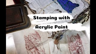 Stamping Fabric with Distress Ink and Acrylic Paint [upl. by Dare]