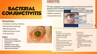 Bacterial Conjunctivitis  Ophthalmology  types  signs and symptoms  treatment [upl. by Leandro]