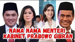 Nama Nama Calon Menteri Kabinet Prabowo Gibran prabowosubianto calonmenteri [upl. by Sokil539]