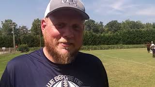 Interview with Northeast Guilford HS head football coach Mark Raynor at NEG Rams practice on 8523 [upl. by Alaehs581]