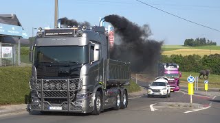 Truckshow Ciney 2023 with Scania V8 open pipes sound and other beautiful sounding trucks [upl. by Sailesh186]