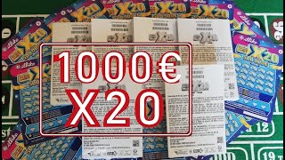 1000€ DE JEUX À GRATTER X20 ❌ Grattage de 200 Tickets X20 de la FDJ soit 1000€ de grattage au total [upl. by Joette]