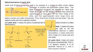 Optical isomerism in LACTIC ACID Optical Isomerism Optical Activity class 12 chemistry [upl. by Oriaj893]