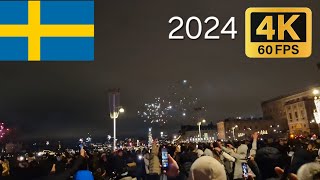 Happy New Year 2024 Chaos and fireworks in Stockholm Sweden 🇸🇪 [upl. by Yl932]