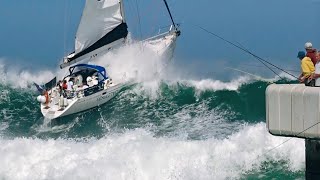 📛 INCROYABLE  LES SKIPPERS FACE À DES VAGUES IMPRESSIONNANTES AU PHARE DE CAPBRETON BIGWAVES 🌊😱 [upl. by Cailly]