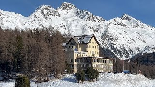 St Moritz Switzerland walk ☀️ 4K winter snow walking tour ❄️ [upl. by Lanahtan671]