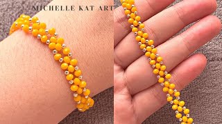 Beaded bracelet tutorial easy how to make bracelet with rondelle 3mm step by step diy [upl. by Tolecnal850]