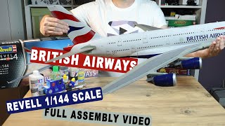 Revell A380800 British Airways  1144 scale  Full assembly video with interior lights [upl. by Trah972]