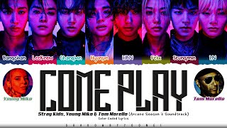 Stray Kids amp Young Miko Come Play Lyrics Arcane Season 2 OST Color Coded Lyrics HanRomEspEng [upl. by Nnairak]