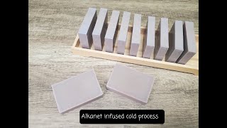 Alkanet root powder infused cold process soap [upl. by Nahtonoj]