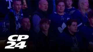 Maple Leafs fans sing American national anthem after microphone malfunctions [upl. by Yahsat216]