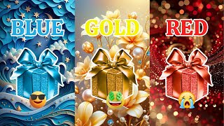 Choose your gift🎁💝🤩3 gift box challenge 2 good and badBLUEGOLD amp PINK quiz chooseyourgift [upl. by Dacia]