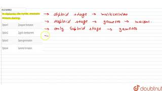 In diplontic life cycle meiosis occurs during [upl. by Knox]