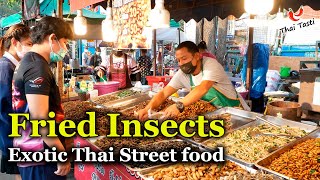 Exotic Thai Street Food Fried Insects  Taste Test [upl. by Aplihs115]