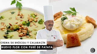 CREMA de brócoli y calabacín 🥄 Huevo FLOR con puré de patata 🥚👨🏻‍🍳 con ARGUIÑANO [upl. by Huxham]