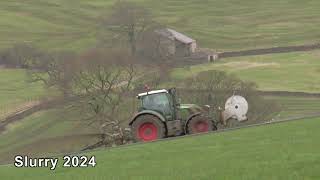 Slurry 2024 Fendt 718 With Umbilical and Case with Abbey tanking 12 02 2024 [upl. by Lorie392]