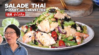 Salade Thaïe Poulet et Crevettes « Yam Kai Kung » ยำไก่กุ้ง Fraiche Riche en Saveurs et Textures [upl. by Anaitak231]