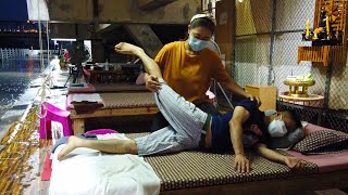 ASMR  Relaxing THAILAND STREET MASSAGE in the Rain at Night [upl. by Yelsnik]