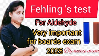 Fehling s test for aldehyde  class 12th Chemistry  By Neetu Mam [upl. by Ynattir]