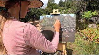 Painting A Pond With Lily Pads Plein Air [upl. by Nolly]