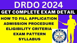 DRDO 2024 Notification Out Application Dates Eligibility Syllabus Pattern Admit Card [upl. by Mussman635]