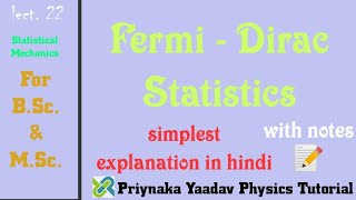 Fermi  Dirac Statistics [upl. by Nnylanna]